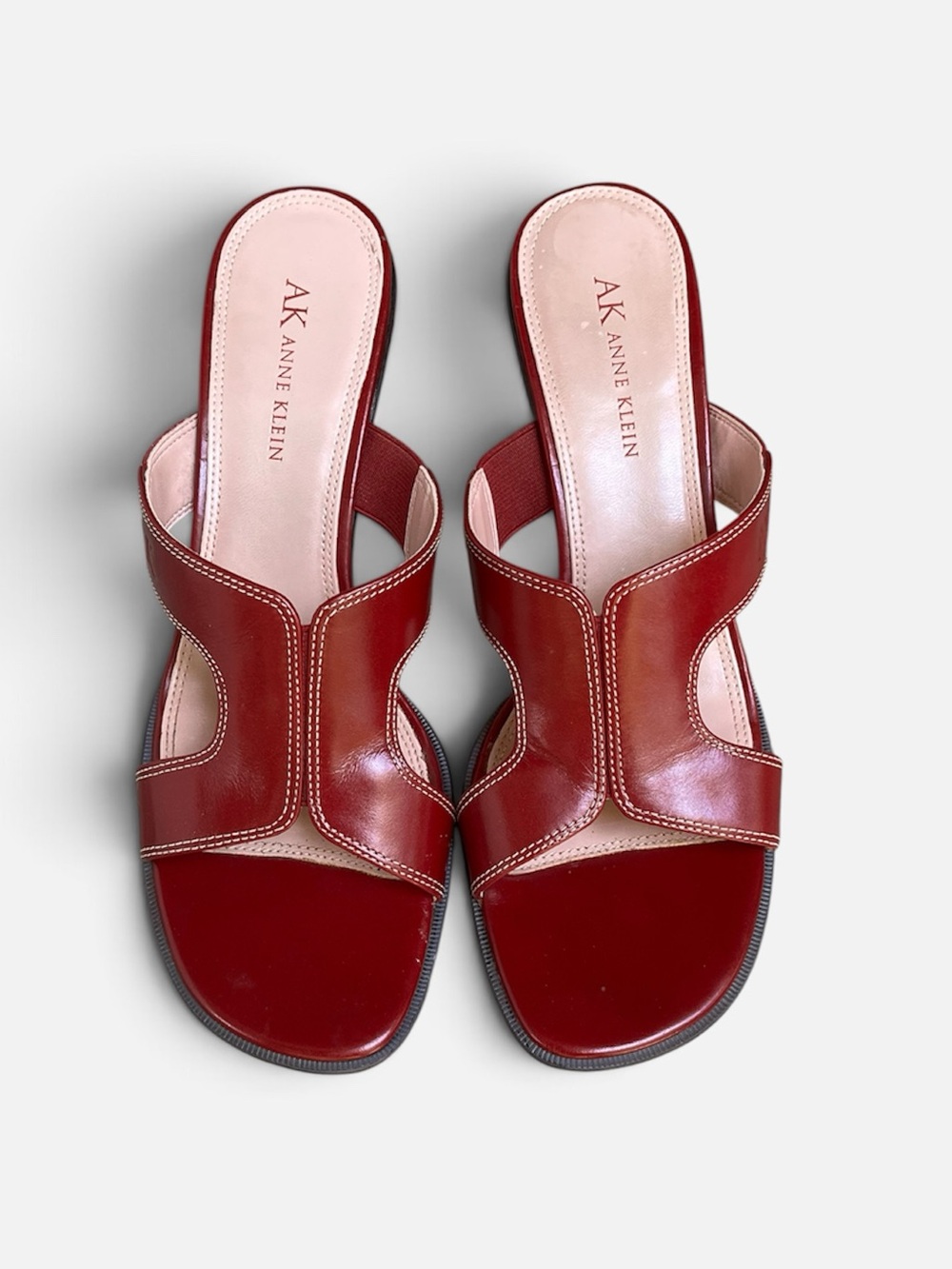 Anne Klein Mabrittany Leather Cutout Slide Mule/Sandal in Red Size 8